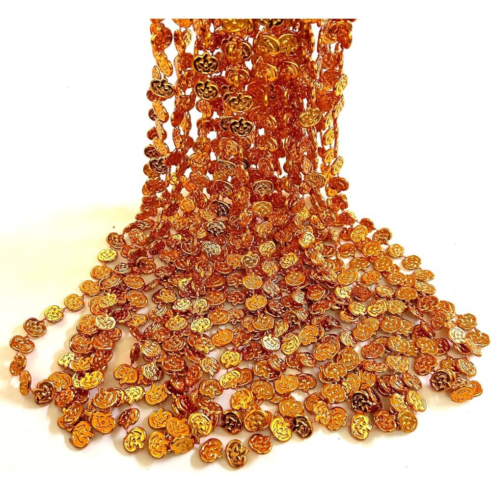 48 Pcs Halloween Party Pumpkin Shaped Beads Necklaces Halloween Orange Pirate Pa